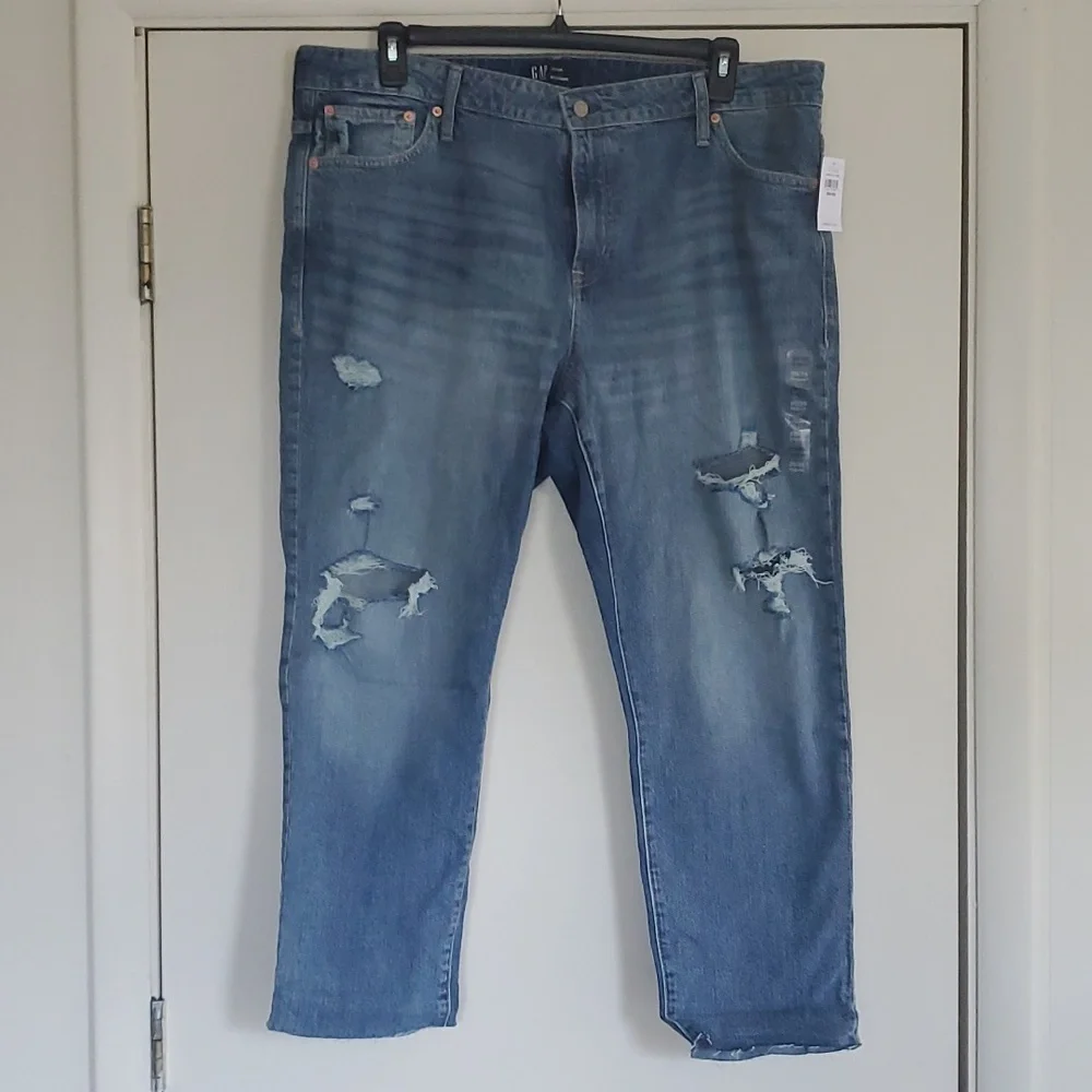 GAP Denim Universal Slim Distressed Boyfriend Ankle Jeans 20/35R - Picture 1 of 11